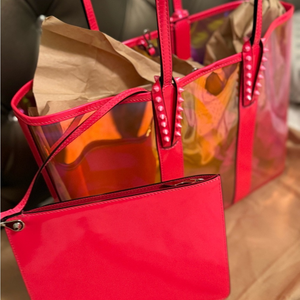 NWT Christian Louboutin PVC Spikes East West Cabata Tote Retails 1,500 - Picture 8 of 17
